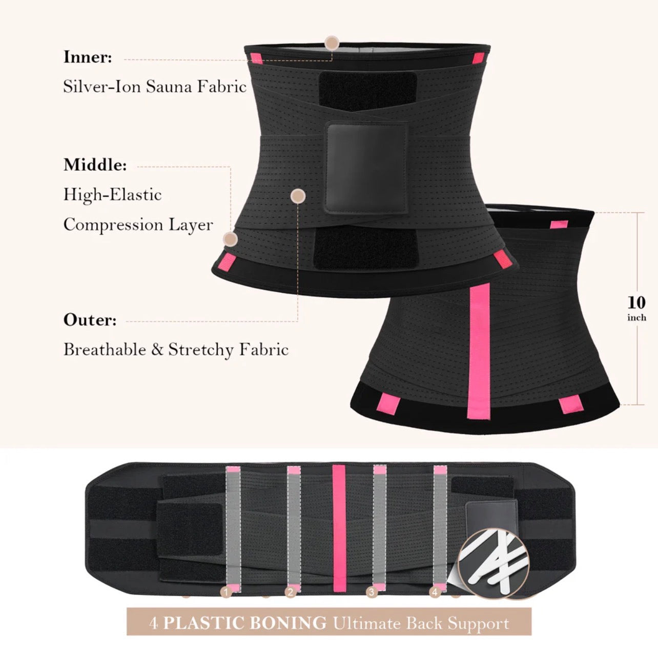 Body By Essence™ Sauna Sweat Waist Trainer for Women – Triple Layer Tummy Control Waist Cincher Workout Shaper Belt