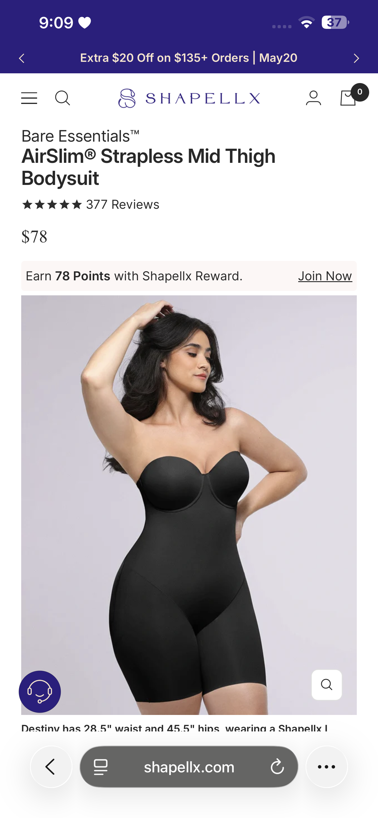 Body By Essence Strapless Sculpting Mid-Thigh Bodysuit | Seamless Tummy Control Shapewear with Built-In Bra Support