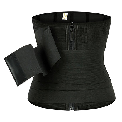 Adjustable Strap Corset Waist Trainer with Zipper for Body Shaping and Abdominal Support - Women's Shapewear Belt