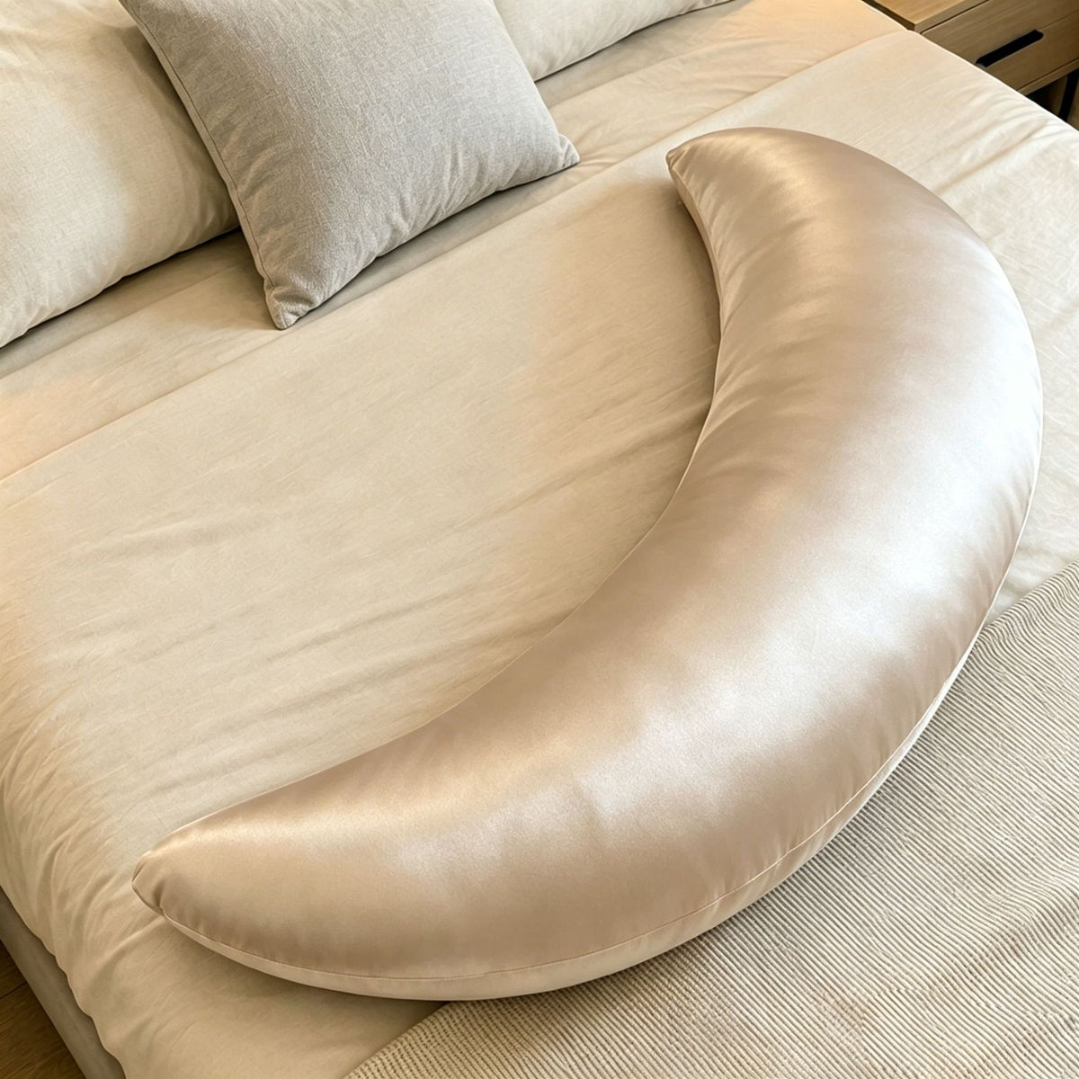 Soft Fabric Large Moon-Shaped Pregnancy Pillow, Nursing Pillow, Postpartum Lumbar Support Pillow, Baby Feeding Pillow, Removable and Washable