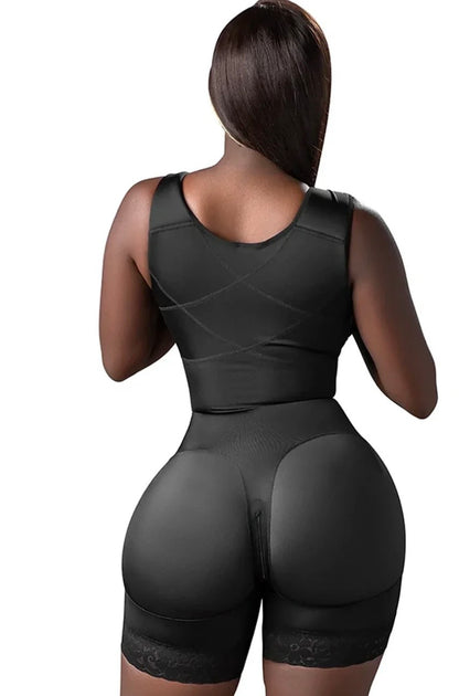 Stage 2 BBL Faja – Colombian Compression with Built-In Bra, Mid-Thigh Length