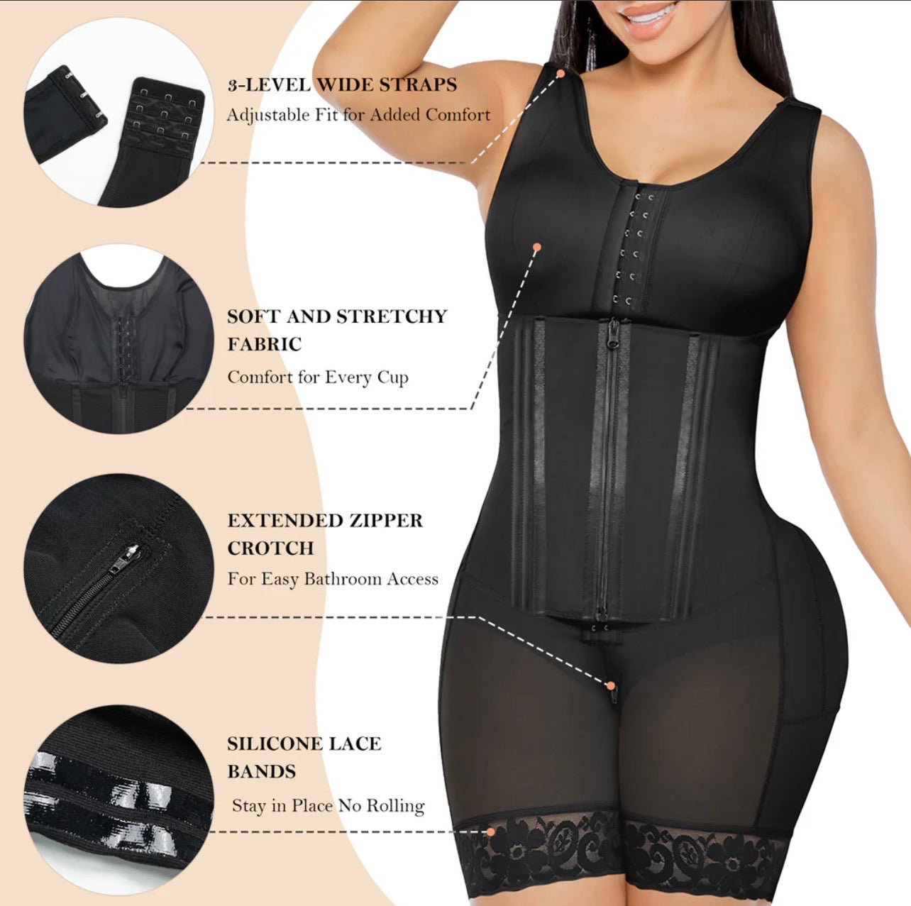 Body By Essence™ Snatch Sculpt Full Body Shaper for Women – Tummy Control Colombian Faja Compression Bodysuit Post Surgery Shapewear