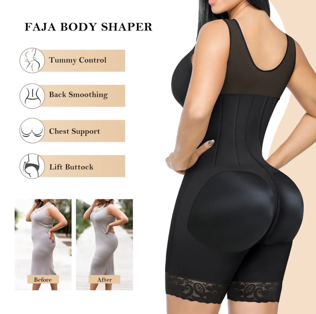Body By Essence™ Snatch Sculpt Full Body Shaper for Women – Tummy Control Colombian Faja Compression Bodysuit Post Surgery Shapewear