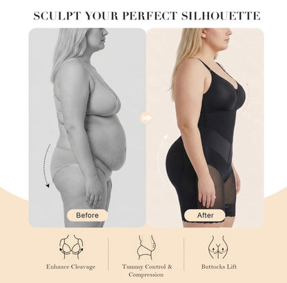 BODY BY ESSENCE™ V-Shaped Colombian Shapewear Postpartum Tummy Control Butt Lifter Full Body Shaper Compression Faja With Zipper Crotch