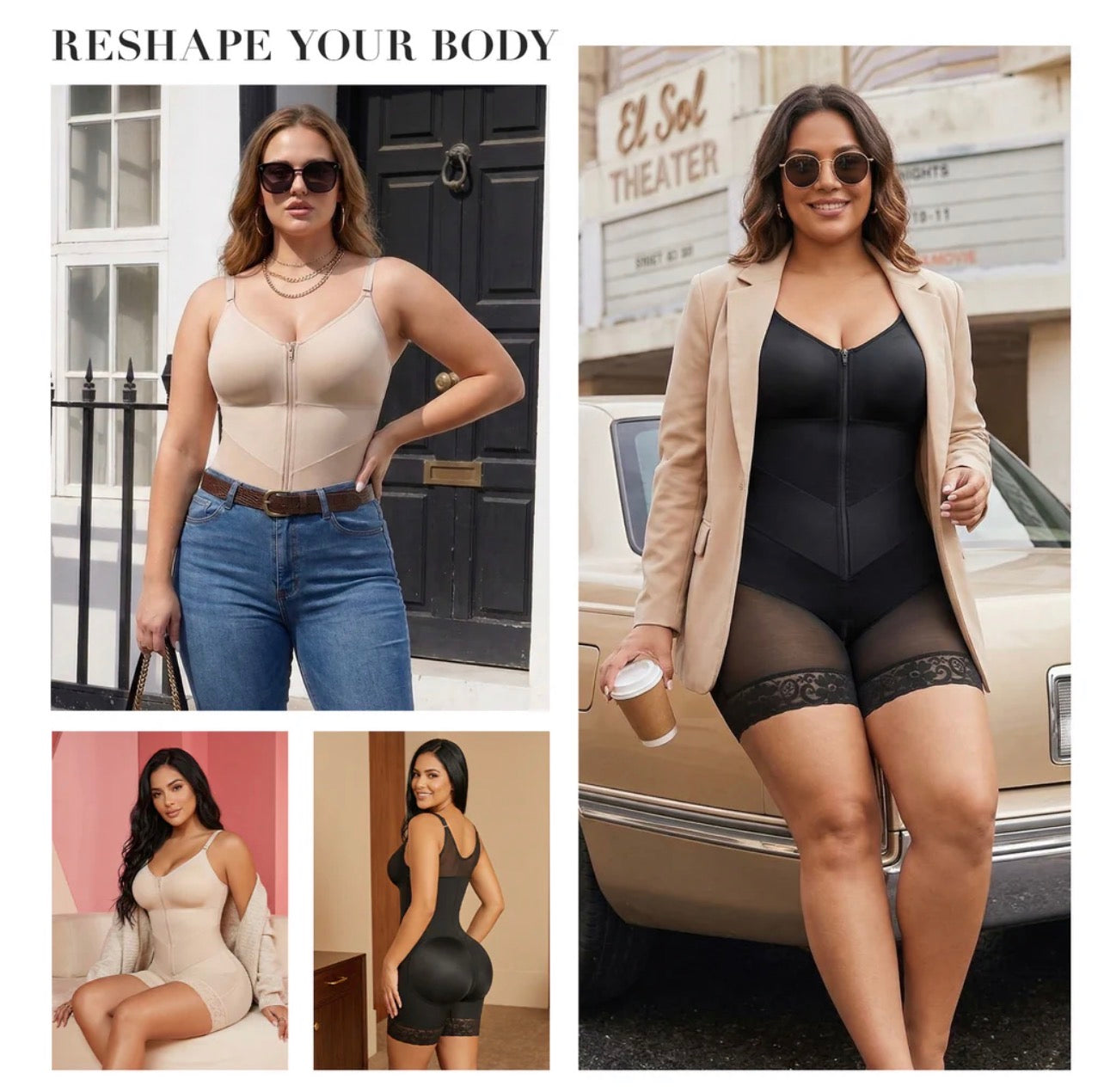 BODY BY ESSENCE™ V-Shaped Colombian Shapewear Postpartum Tummy Control Butt Lifter Full Body Shaper Compression Faja With Zipper Crotch
