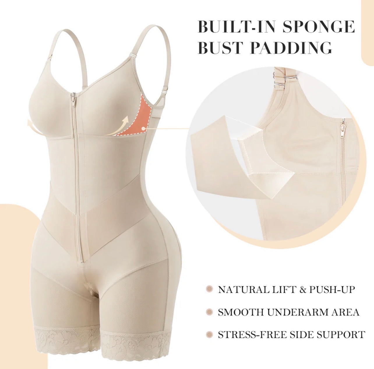 BODY BY ESSENCE™ V-Shaped Colombian Shapewear Postpartum Tummy Control Butt Lifter Full Body Shaper Compression Faja With Zipper Crotch