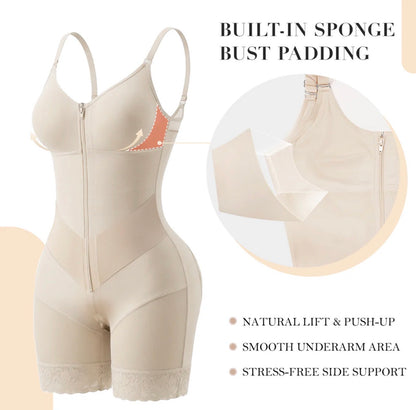 BODY BY ESSENCE™ V-Shaped Colombian Shapewear Postpartum Tummy Control Butt Lifter Full Body Shaper Compression Faja With Zipper Crotch