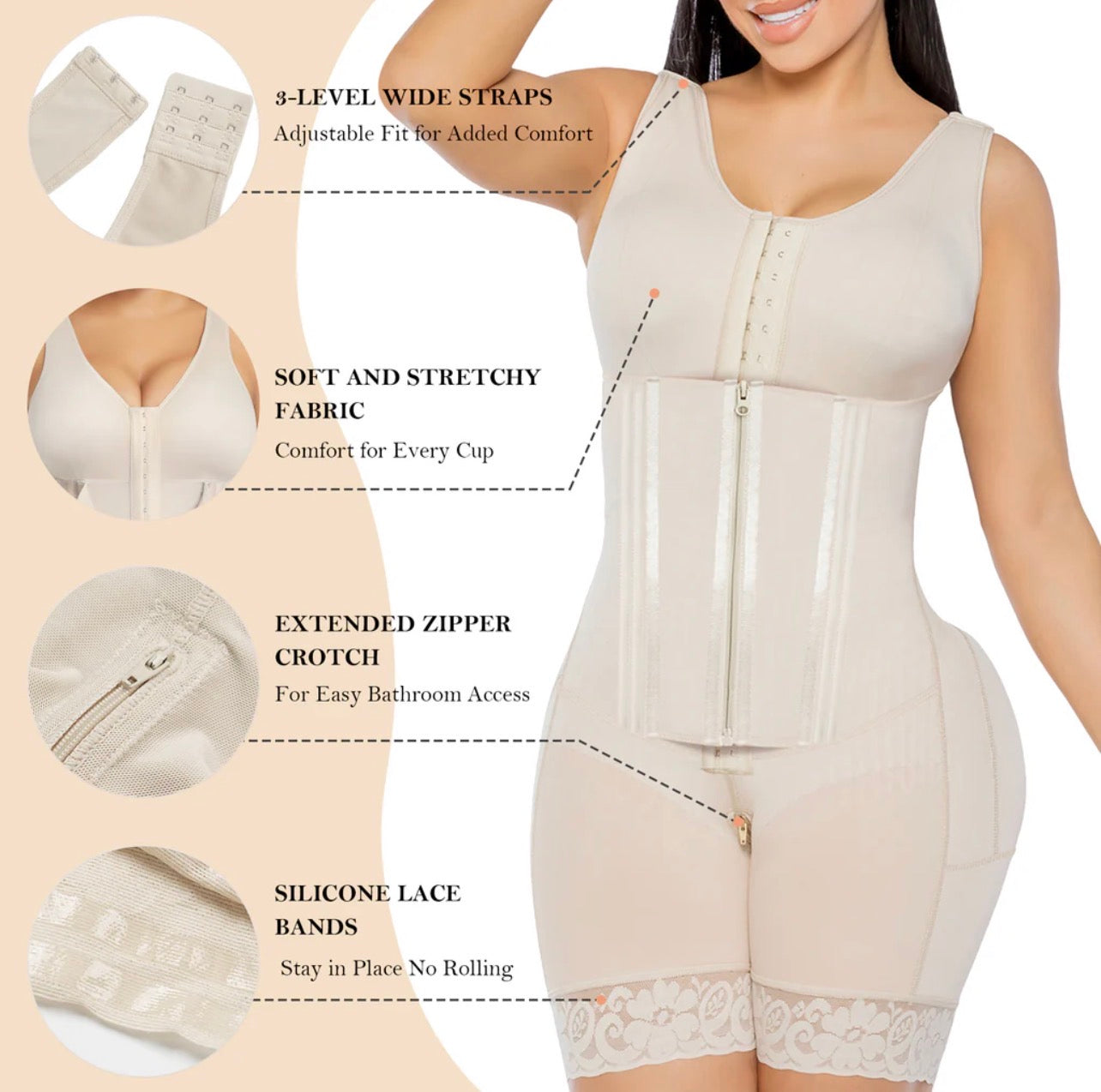 Body By Essence™ Snatch Sculpt Full Body Shaper for Women – Tummy Control Colombian Faja Compression Bodysuit Post Surgery Shapewear