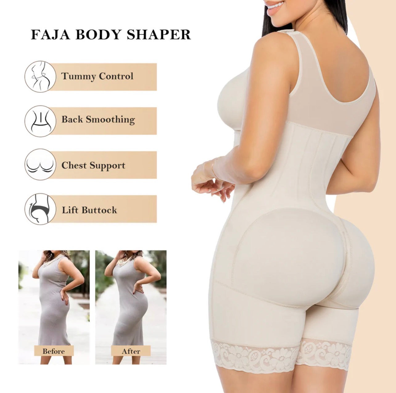 Body By Essence™ Snatch Sculpt Full Body Shaper for Women – Tummy Control Colombian Faja Compression Bodysuit Post Surgery Shapewear