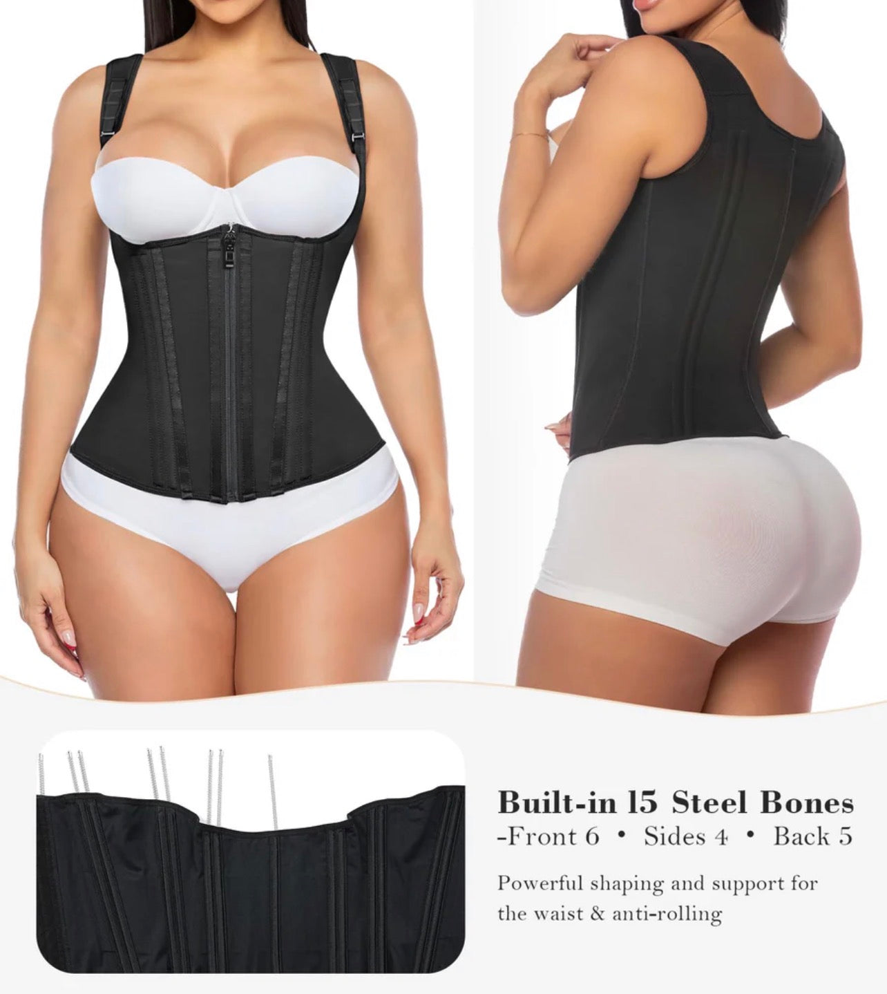Body By Essence™ Waist Trainer for Women – Tummy Control Workout Corset Vest Waist Cincher with Adjustable Shoulder Straps