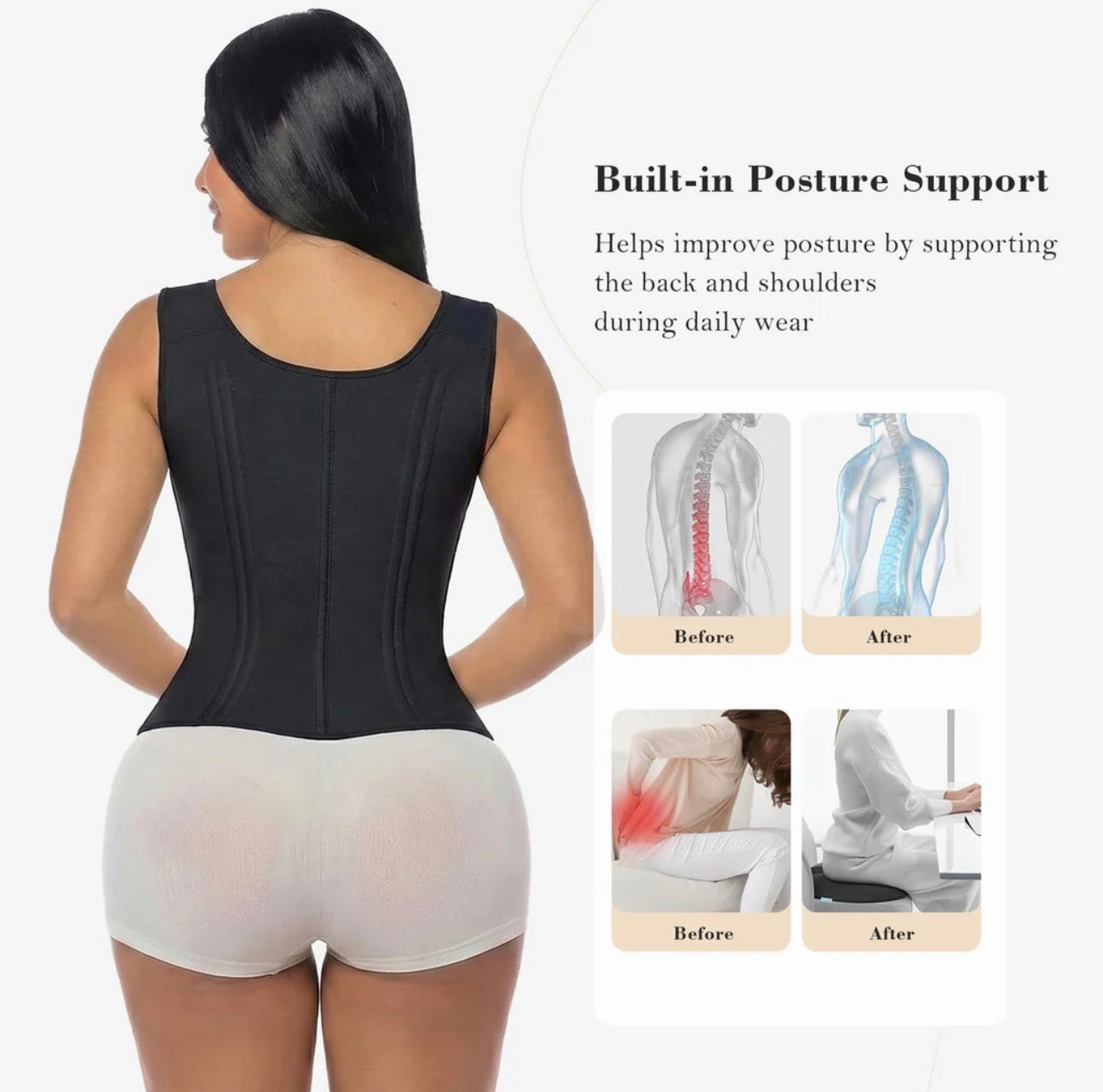 Body By Essence™ Waist Trainer for Women – Tummy Control Workout Corset Vest Waist Cincher with Adjustable Shoulder Straps