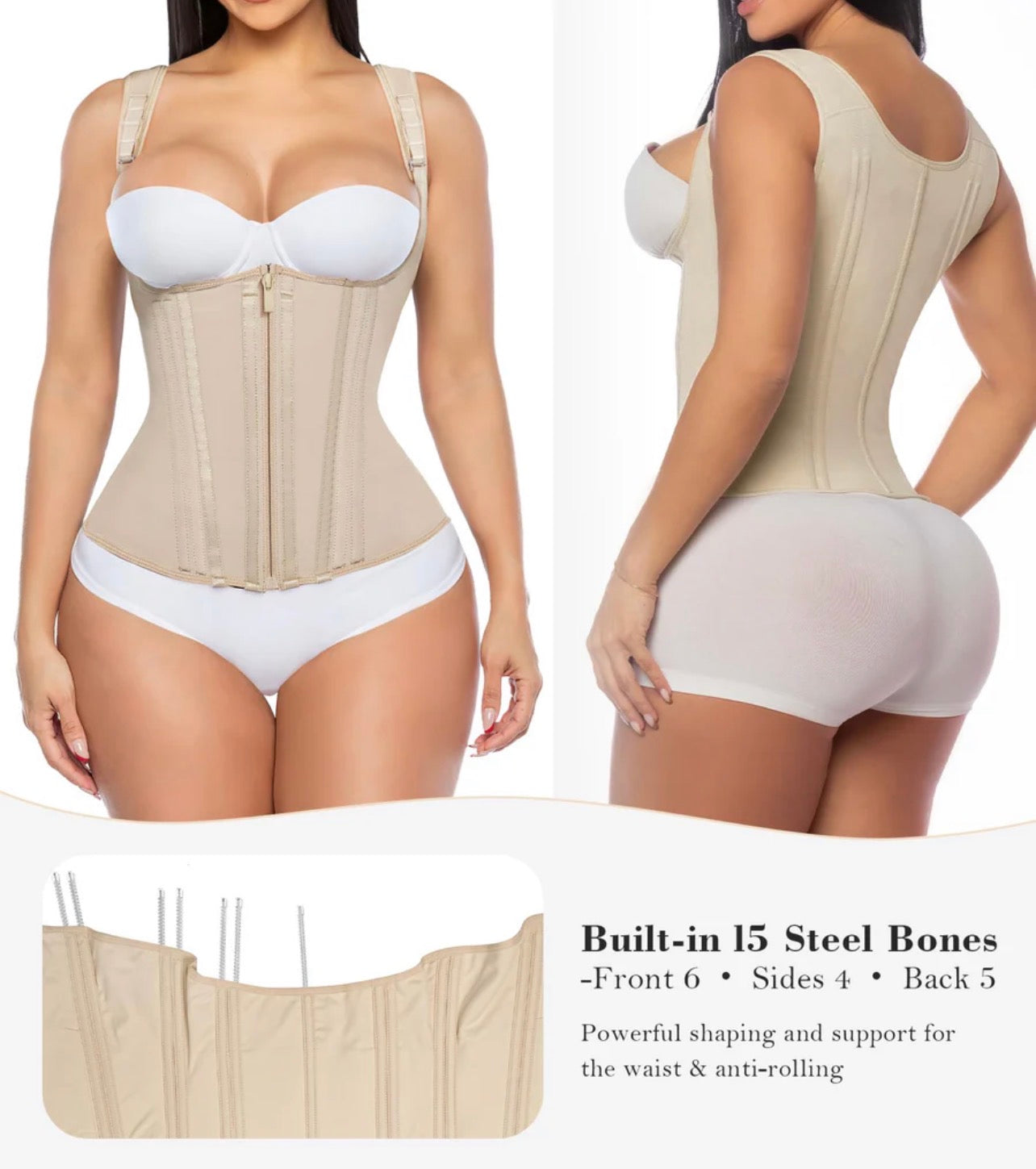 Body By Essence™ Waist Trainer for Women – Tummy Control Workout Corset Vest Waist Cincher with Adjustable Shoulder Straps