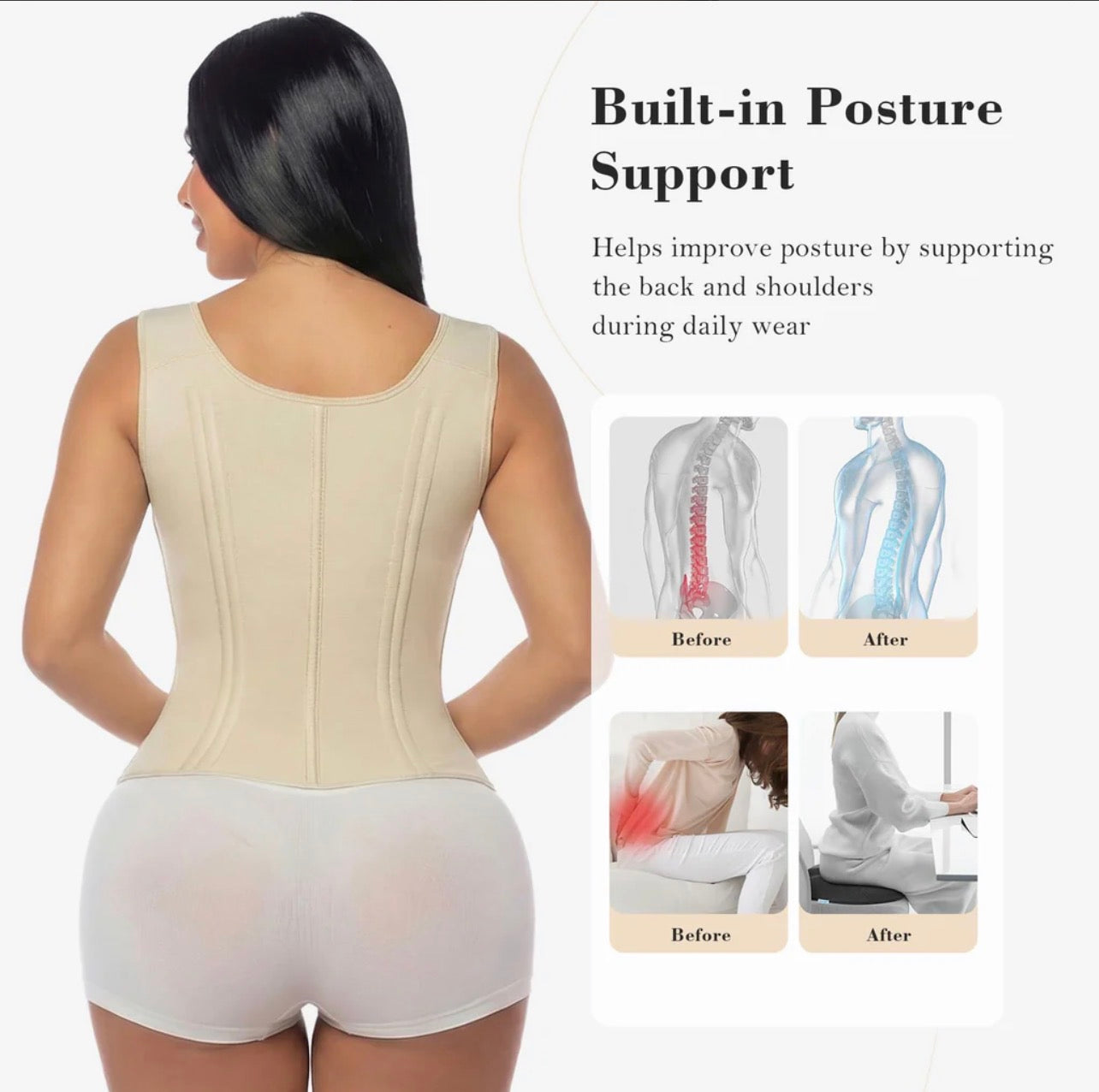 Body By Essence™ Waist Trainer for Women – Tummy Control Workout Corset Vest Waist Cincher with Adjustable Shoulder Straps