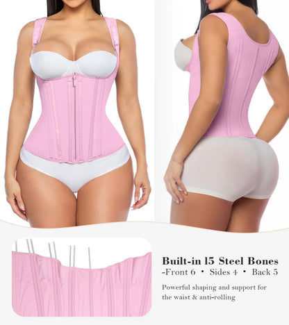 Body By Essence™ Waist Trainer for Women – Tummy Control Workout Corset Vest Waist Cincher with Adjustable Shoulder Straps