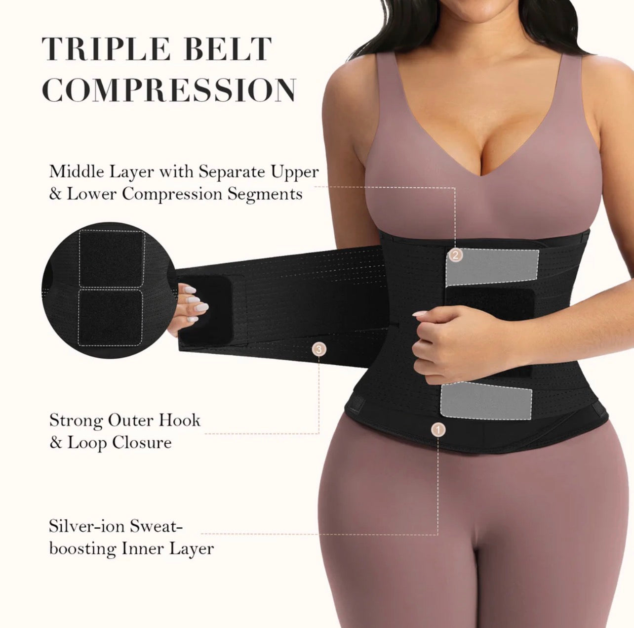 Body By Essence™ Sauna Sweat Waist Trainer for Women – Triple Layer Tummy Control Waist Cincher Workout Shaper Belt