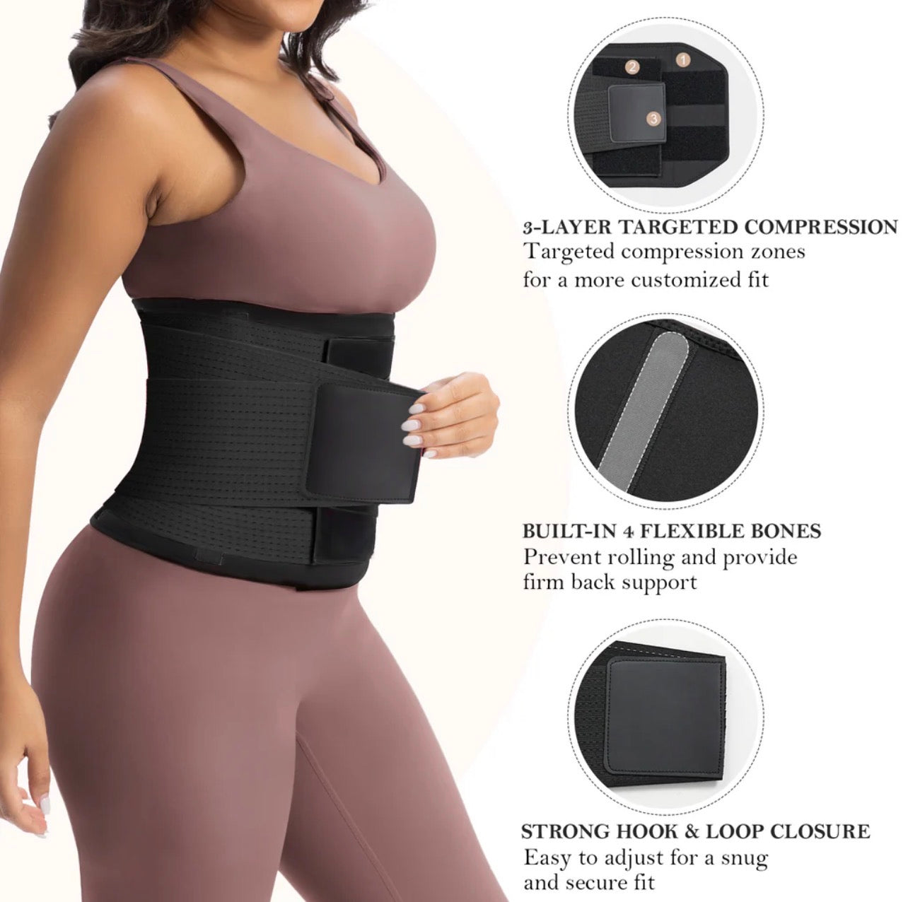 Body By Essence™ Sauna Sweat Waist Trainer for Women – Triple Layer Tummy Control Waist Cincher Workout Shaper Belt