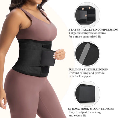 Body By Essence™ Sauna Sweat Waist Trainer for Women – Triple Layer Tummy Control Waist Cincher Workout Shaper Belt