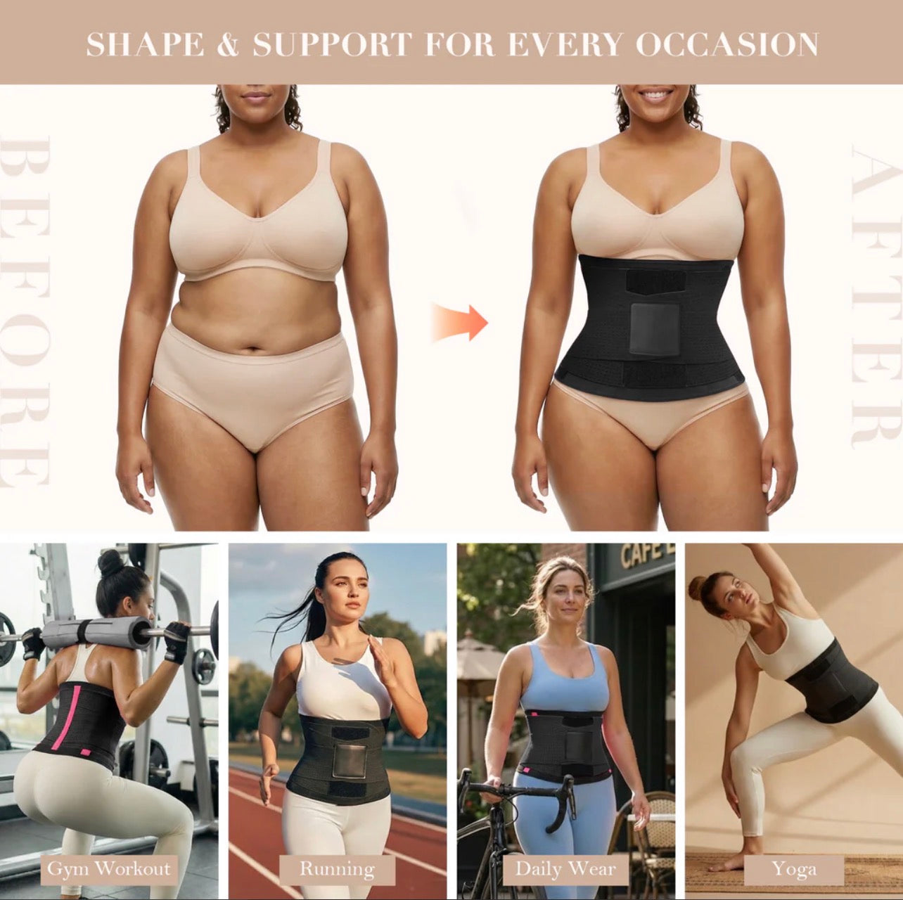 Body By Essence™ Sauna Sweat Waist Trainer for Women – Triple Layer Tummy Control Waist Cincher Workout Shaper Belt