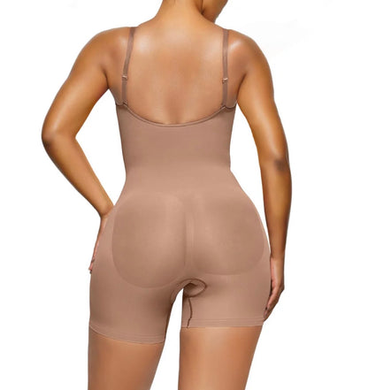 Body By Essence™ Open Bust Mid-Thigh Shapewear Bodysuit – Tummy Control Full Body Shaper for Women