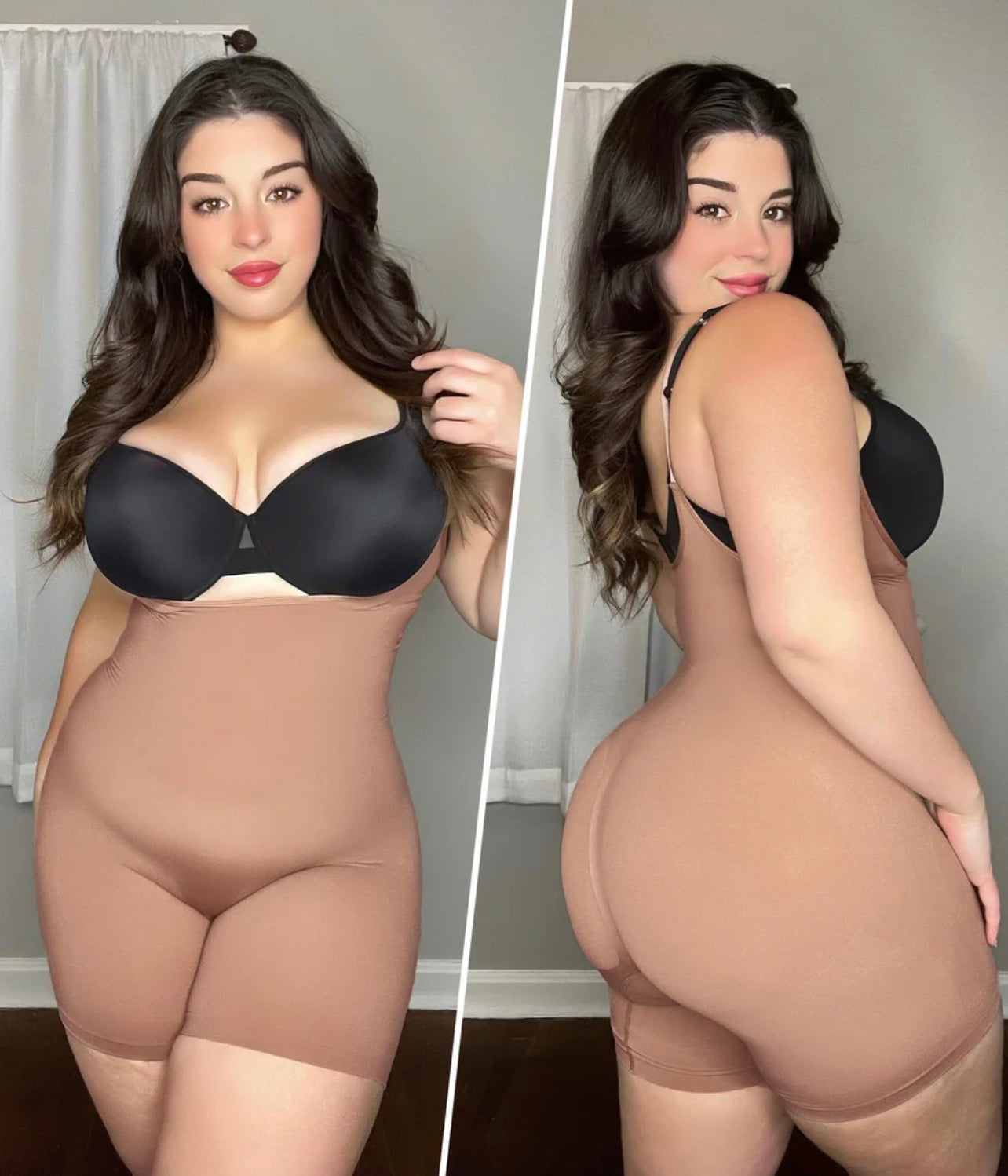 Body By Essence™ Open Bust Mid-Thigh Shapewear Bodysuit – Tummy Control Full Body Shaper for Women