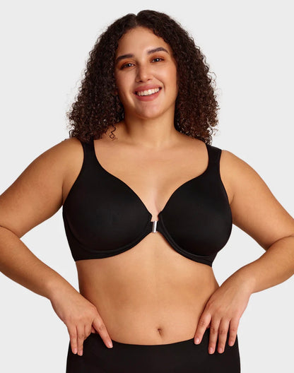 Body By Essence™ Front Closure Back Support Bra – Wireless Lift & Smoothing Everyday Comfort Bra