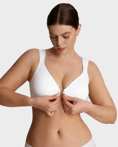 Body By Essence™ Front Closure Back Support Bra – Wireless Lift & Smoothing Everyday Comfort Bra