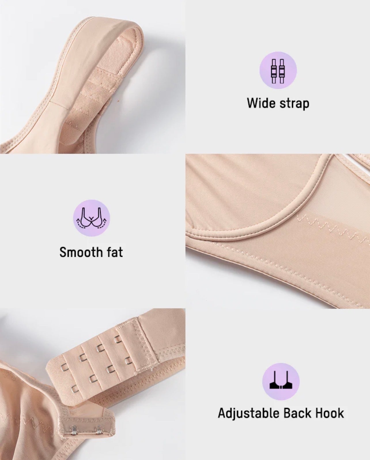 Body By Essence™ Front Closure Back Support Bra – Wireless Lift & Smoothing Everyday Comfort Bra