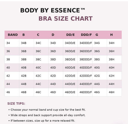 Body By Essence™ Front Closure Back Support Bra – Wireless Lift & Smoothing Everyday Comfort Bra