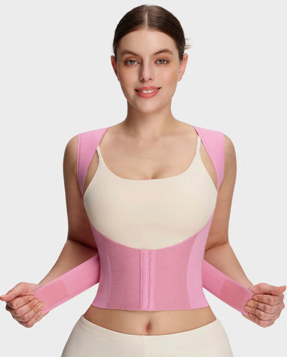 Body By Essence Posture Support Waist Trainer | Adjustable Shoulder & Back Support Wrap with Tummy Control Compression
