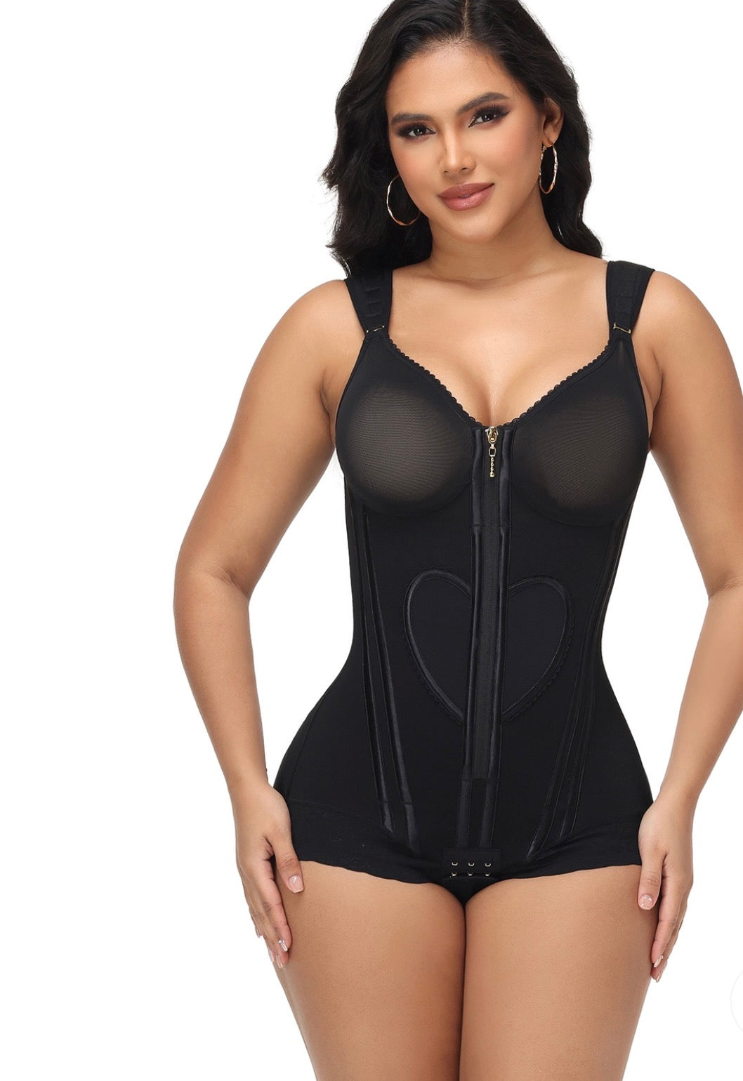 Fajas Colombianas Wide Straps Love Pattern Tummy Control Body Shaper