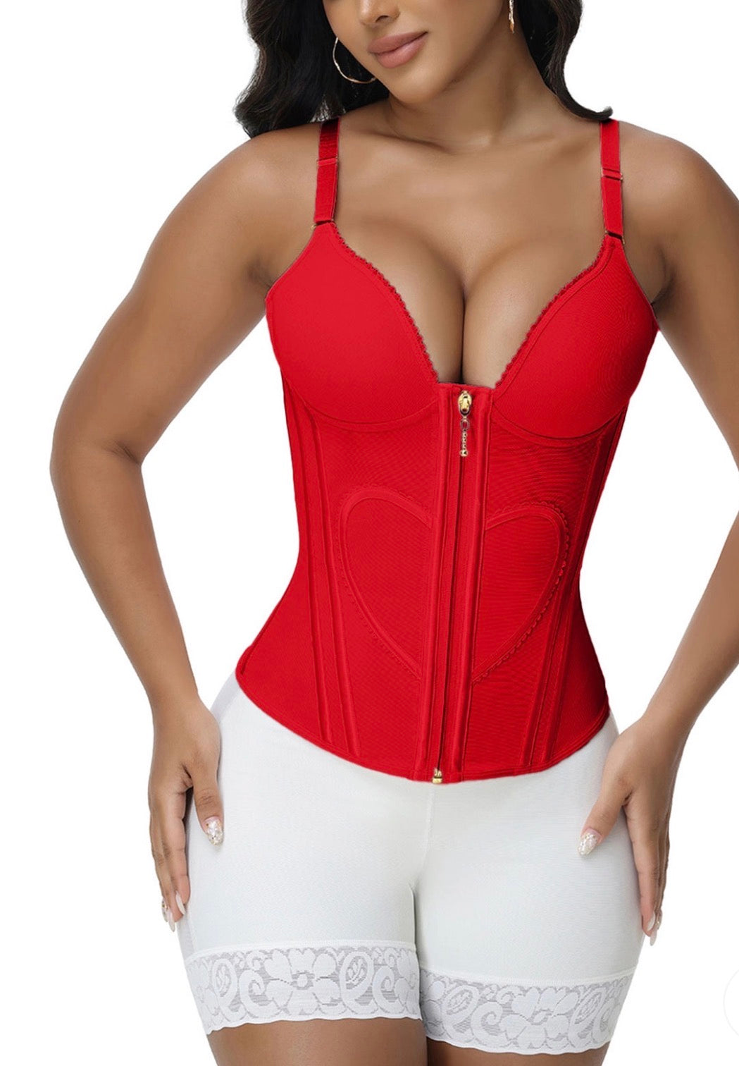 Heart Shape Tummy Control Corset Tank | Zip-Up Waist Trainer Body Shaper