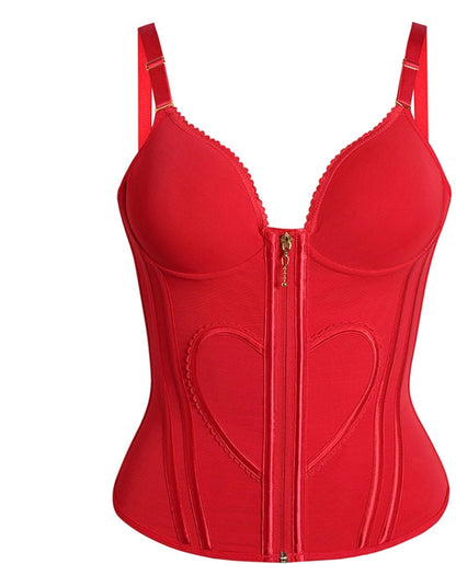 Heart Shape Tummy Control Corset Tank | Zip-Up Waist Trainer Body Shaper