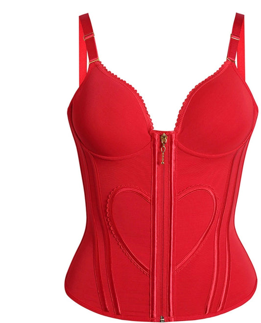 Heart Shape Tummy Control Corset Tank | Zip-Up Waist Trainer Body Shaper