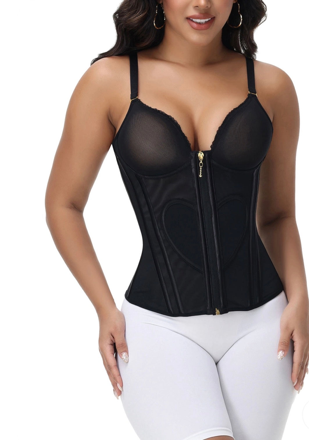 Heart Shape Tummy Control Corset Tank | Zip-Up Waist Trainer Body Shaper