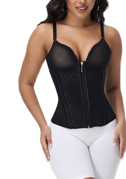 Heart Shape Tummy Control Corset Tank | Zip-Up Waist Trainer Body Shaper