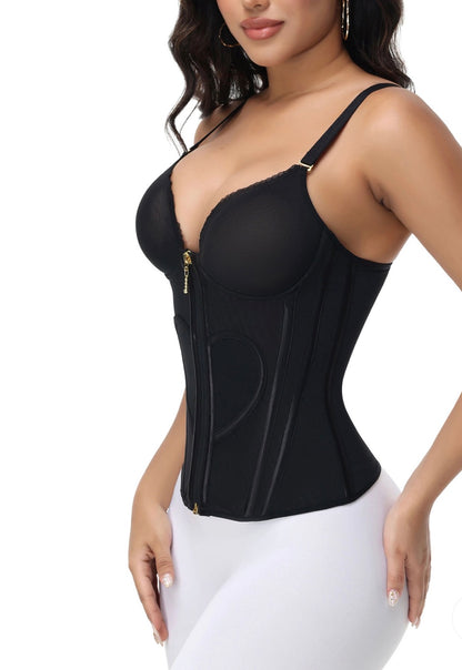 Heart Shape Tummy Control Corset Tank | Zip-Up Waist Trainer Body Shaper