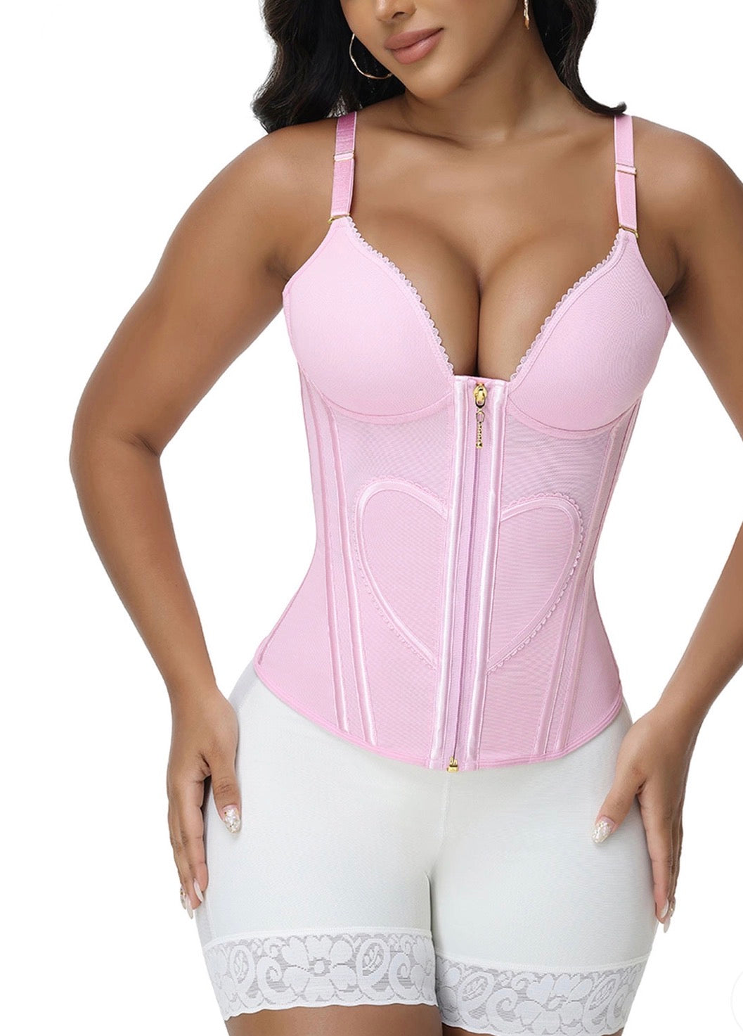 Heart Shape Tummy Control Corset Tank | Zip-Up Waist Trainer Body Shaper