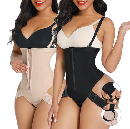 Body By Essence Open-Bust Waist Sculpting Bodysuit | Tummy Control Body Shaper with Adjustable Straps, Zipper Front & Hip-Lift Support