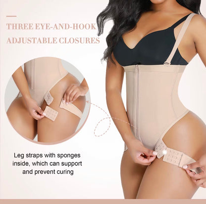 Body By Essence Open-Bust Waist Sculpting Bodysuit | Tummy Control Body Shaper with Adjustable Straps, Zipper Front & Hip-Lift Support