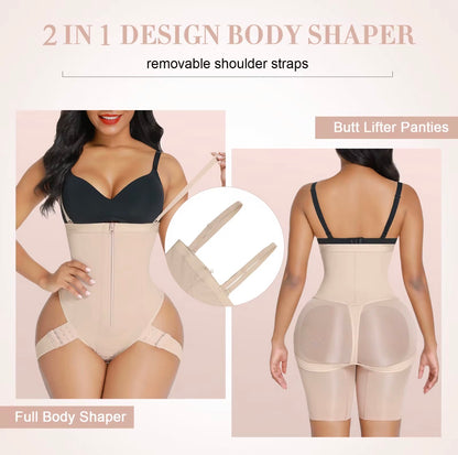 Body By Essence Open-Bust Waist Sculpting Bodysuit | Tummy Control Body Shaper with Adjustable Straps, Zipper Front & Hip-Lift Support