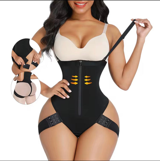 Body By Essence Open-Bust Waist Sculpting Bodysuit | Tummy Control Body Shaper with Adjustable Straps, Zipper Front & Hip-Lift Support