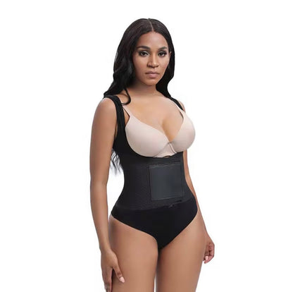 Body By Essence Open-Bust Sculpting Bodysuit | Tummy Control Waist Shaper with Built-In Compression Panel & Adjustable Shoulder Straps