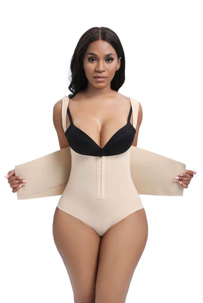 Body By Essence Open-Bust Sculpting Bodysuit | Tummy Control Waist Shaper with Built-In Compression Panel & Adjustable Shoulder Straps