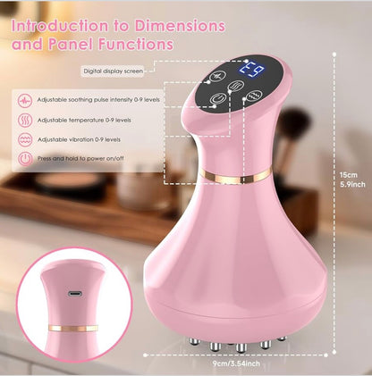 Body By Essence™ 4-in-1 Electric Lymphatic Body Massager – Pink Red Light Body Sculpting Tool for Massage, Circulation & Self-Care