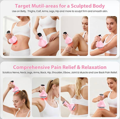 Body By Essence™ 4-in-1 Electric Lymphatic Body Massager – Pink Red Light Body Sculpting Tool for Massage, Circulation & Self-Care