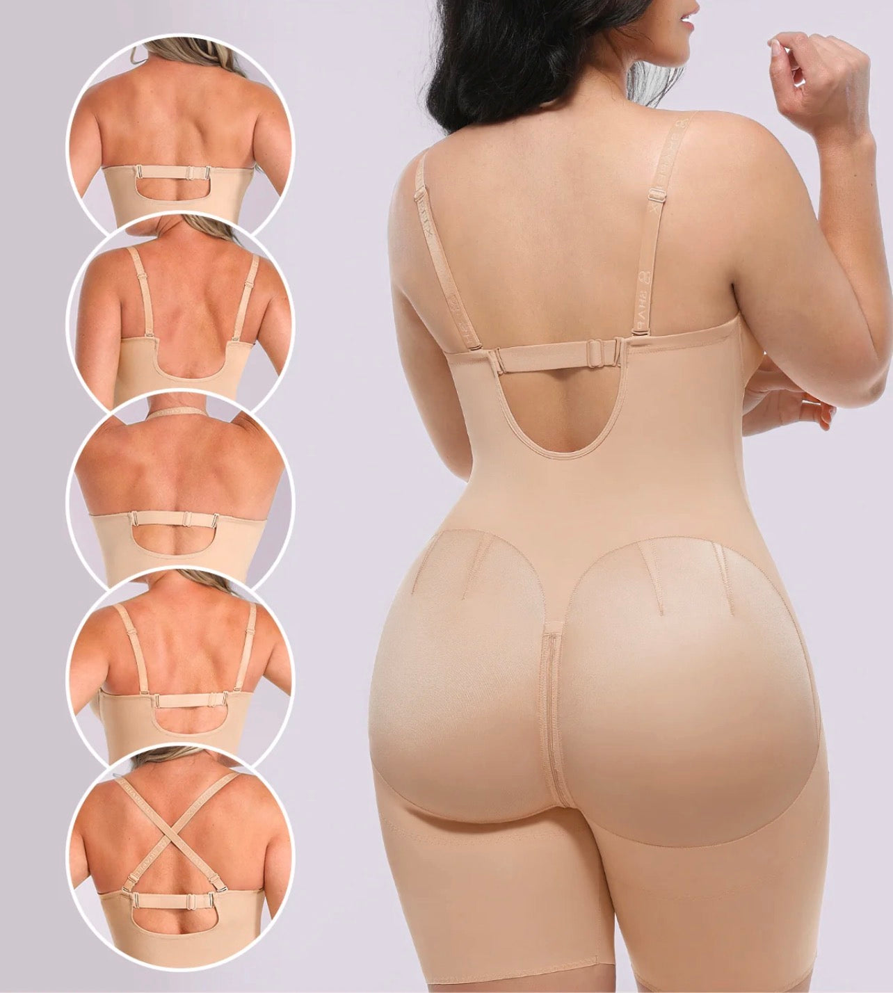 Body By Essence Strapless Sculpting Mid-Thigh Bodysuit | Seamless Tummy Control Shapewear with Built-In Bra Support