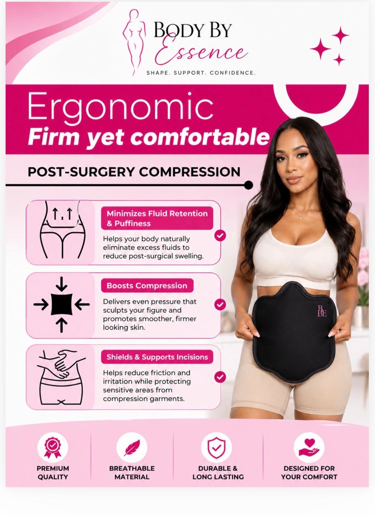 Body By Essence™ 8-Piece BBL Recovery Kit – BBL Pillow, Ab Board, Side Foams, Lumbar Support & Post Surgery Essentials