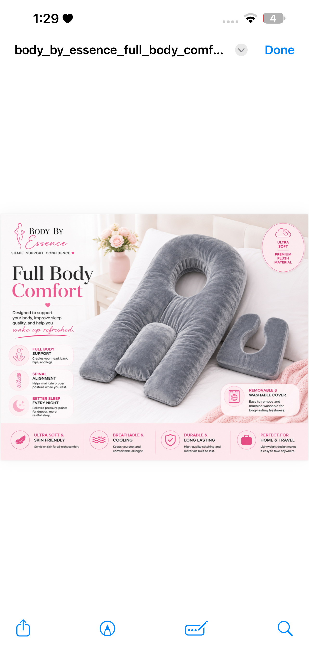 Body By Essence™ Full Body Comfort Pillow Set – 3-Piece Plush Face-Down Support Pillow for Sleep, Massage, Recovery & Relaxation