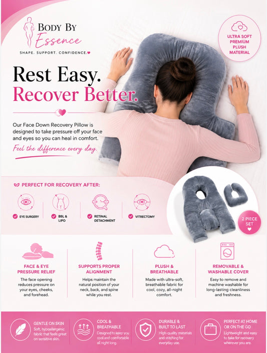 Body By Essence™ Full Body Comfort Pillow Set – 3-Piece Plush Face-Down Support Pillow for Sleep, Massage, Recovery & Relaxation