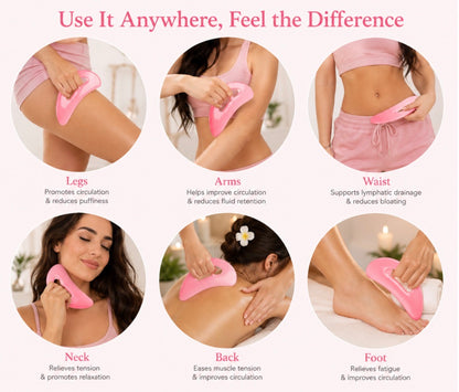 Body By Essence™ Body Gua Sha Massage Tool – Pink Sculpting Tool for Lymphatic Massage, Circulation & Self-Care